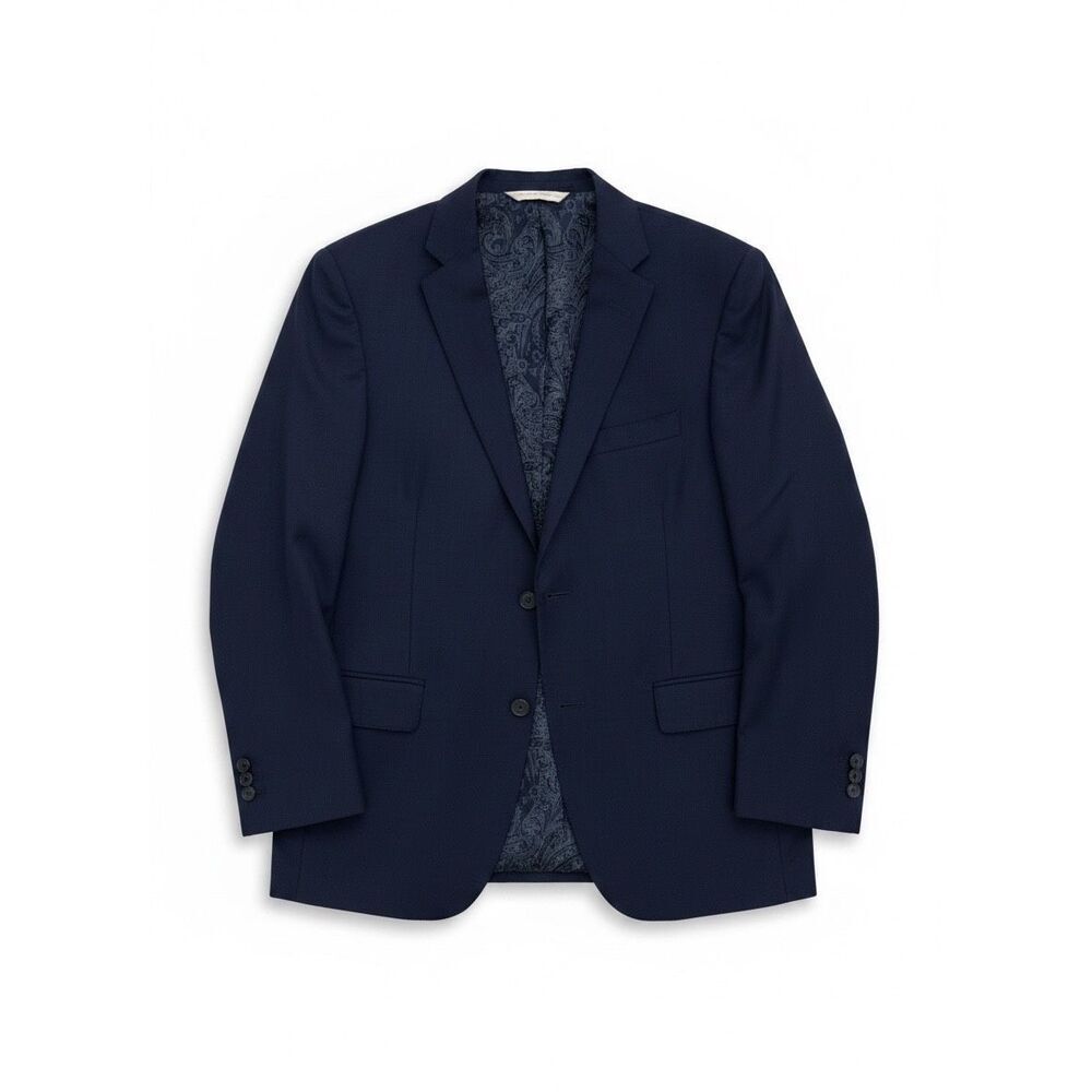 Carl Sterr Loro Piana Italy 100% Wool Navy Blue Blazer Size 38R Plaid Check